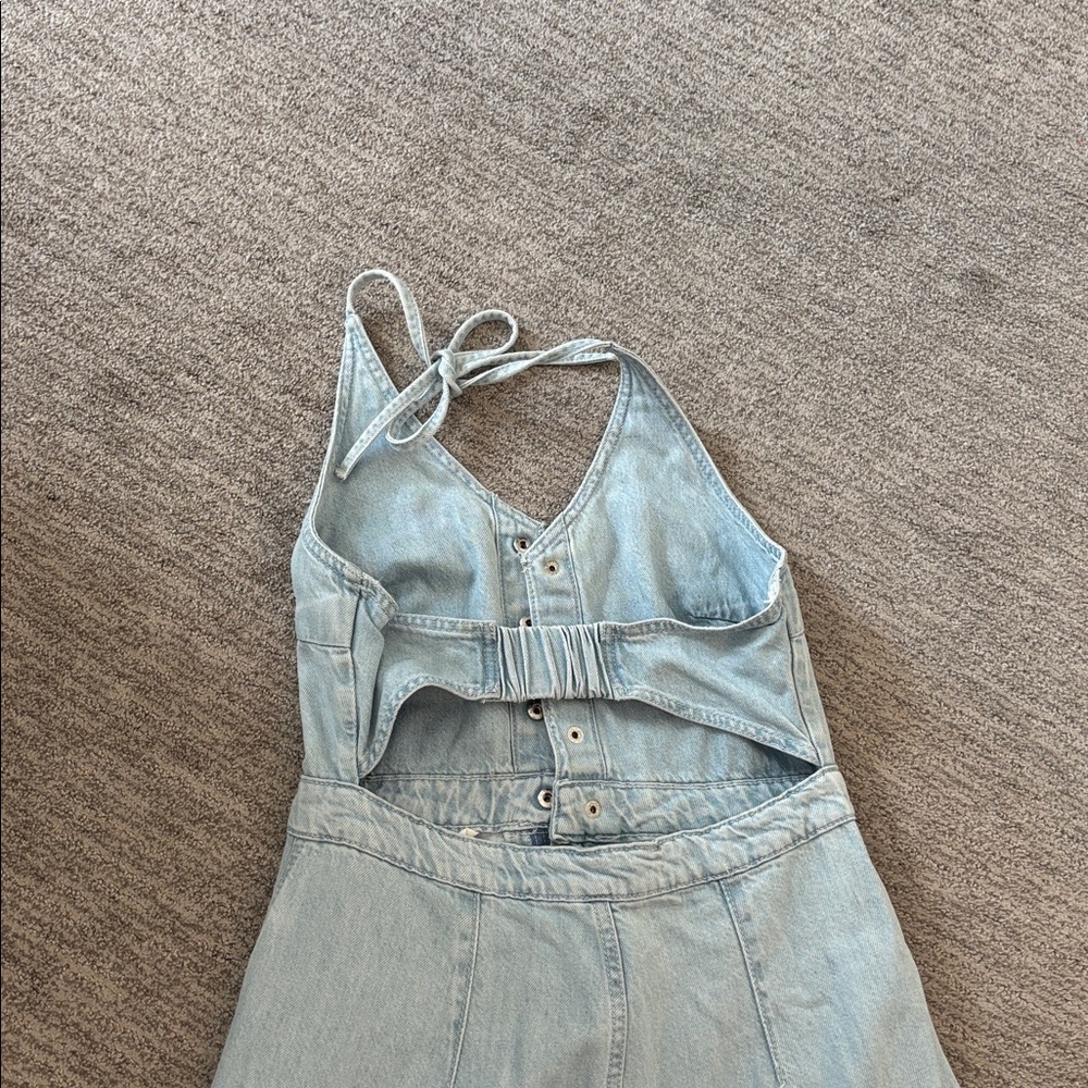 Universal Thread Light Blue Denim Halter Maxi Dress size 4 - Picture 9 of 11